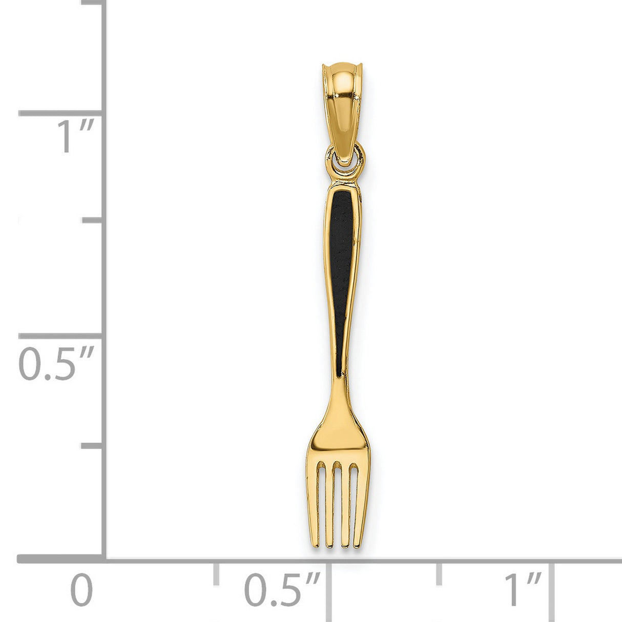 14k Yellow Gold Fork Pendant, Polished Culinary Utensil Charm for Chefs and Food Lovers