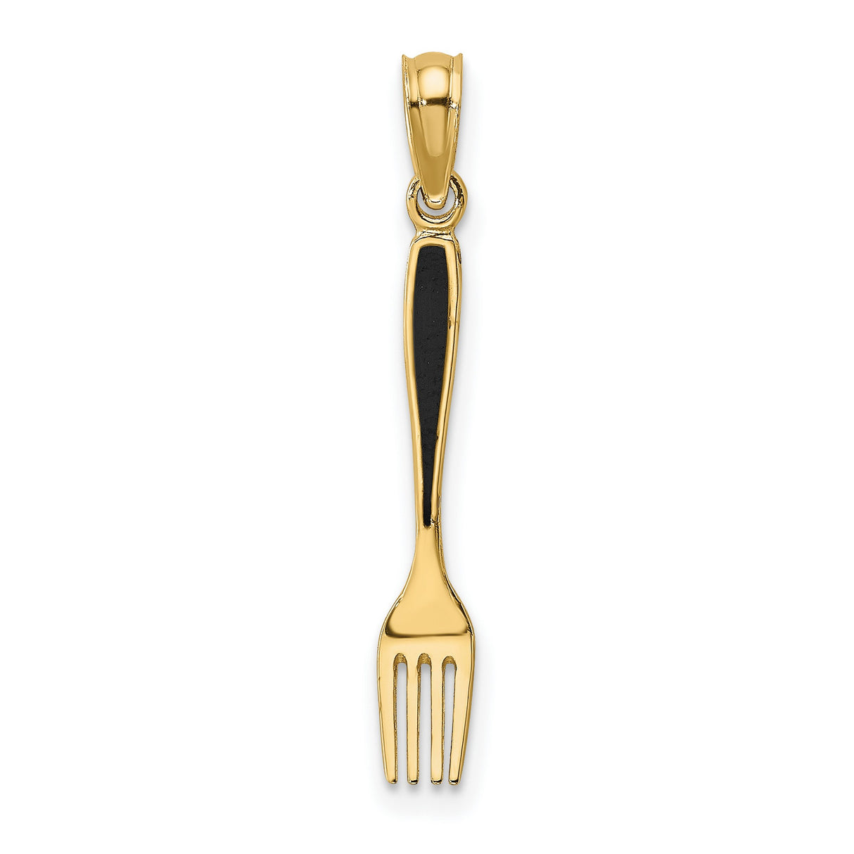 14k Yellow Gold Fork Pendant, Polished Culinary Utensil Charm for Chefs and Food Lovers