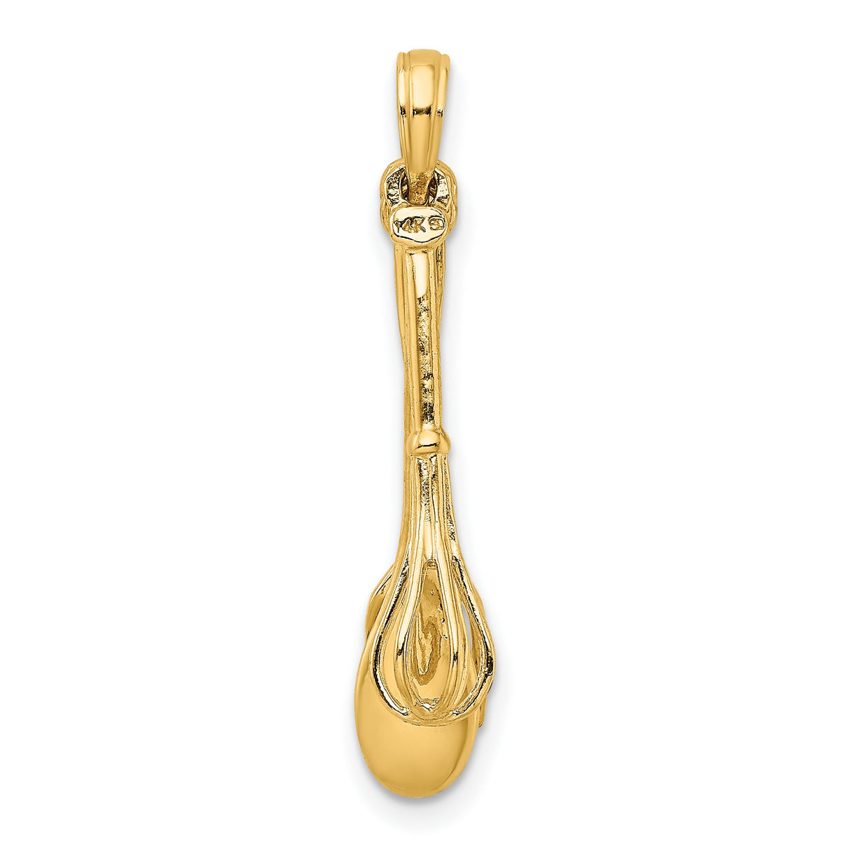 14k Yellow Gold Pendant with Movable Spoon, Spatula and Whisk, Culinary Kitchen Charm