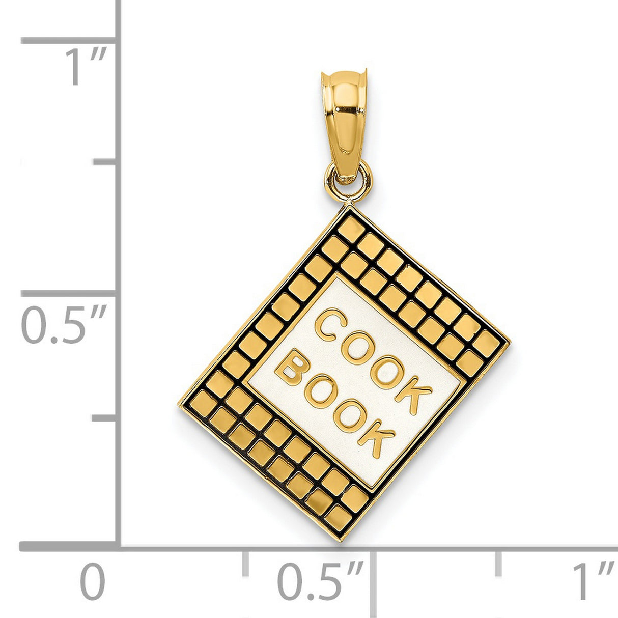 14k Yellow Gold Cookbook Pendant Charm, Square Book Design, Culinary Kitchen Jewelry