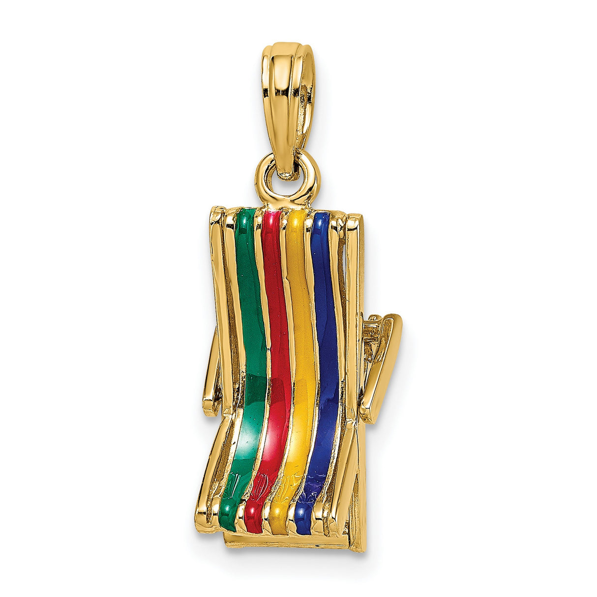 14k Yellow Gold Torah Scroll Pendant with Blue Red Green Enamel, Jewish Faith Charm