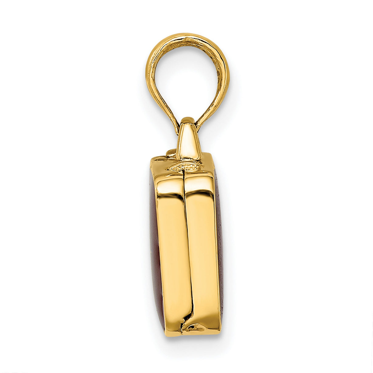 14k Yellow Gold Suitcase Pendant with Brown Enamel, Travel Charm Jewelry