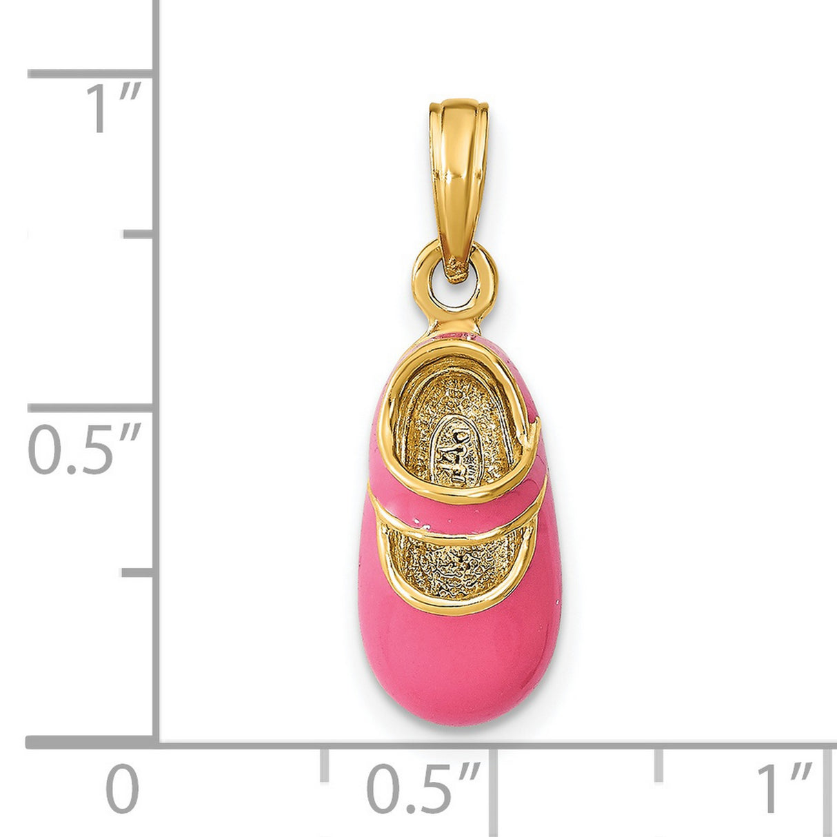 14k Yellow Gold Baby Shoe Pendant with Pink Enamel, Sentimental Keepsake for Moms of Baby Girls