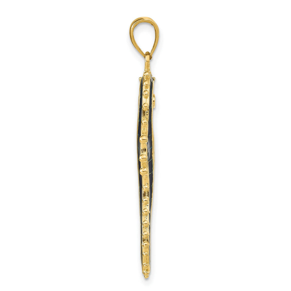 14k Yellow Gold Seahorse Pendant with Blue Enamel, Nautical Oceanic Theme for Women