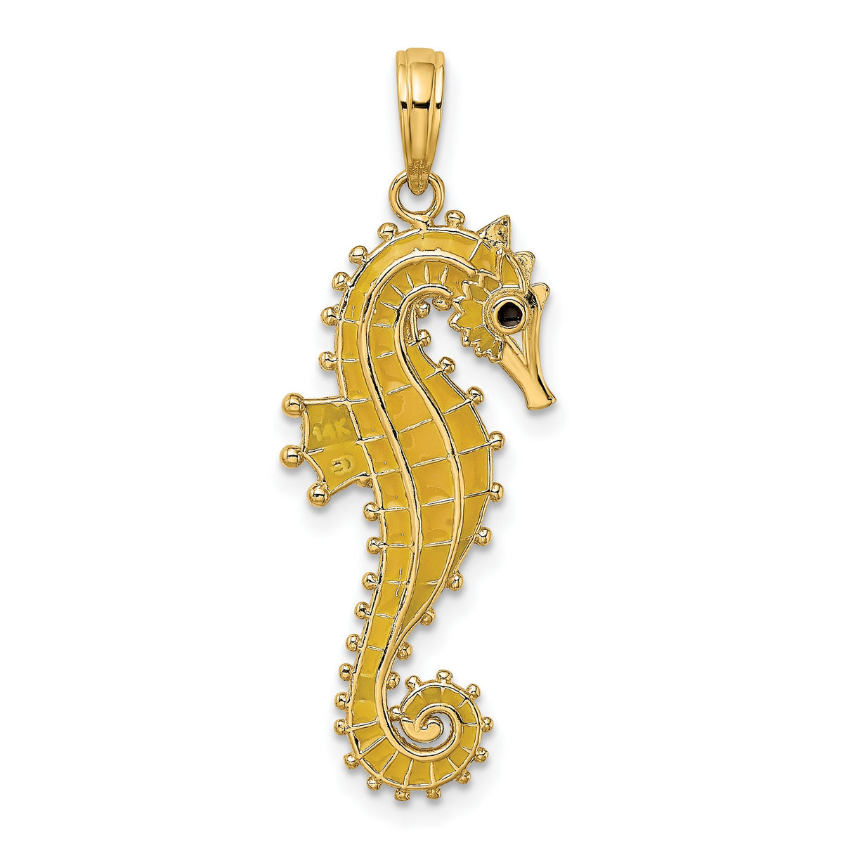 14k Yellow Gold Seahorse Pendant, Polished Nautical Charm, Ocean Theme Jewelry for Women