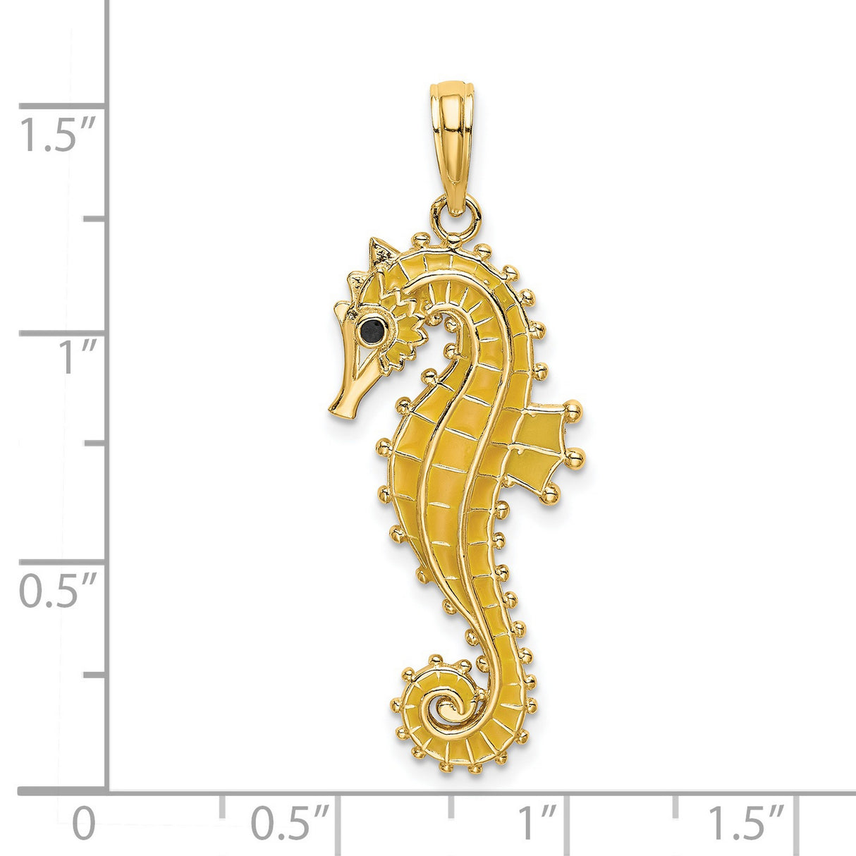 14k Yellow Gold Seahorse Pendant, Polished Nautical Charm, Ocean Theme Jewelry for Women