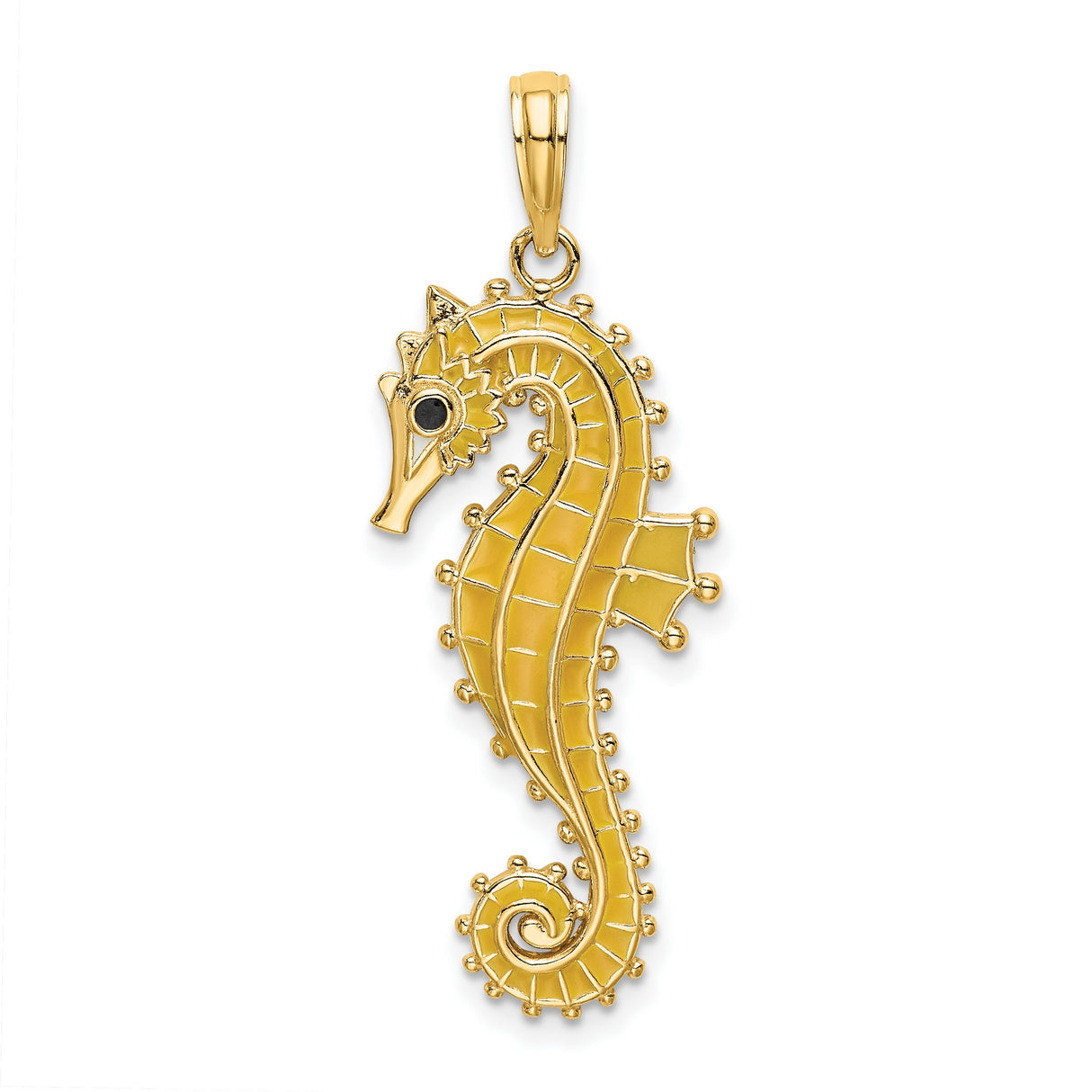 14k Yellow Gold Seahorse Pendant, Polished Nautical Charm, Ocean Theme Jewelry for Women