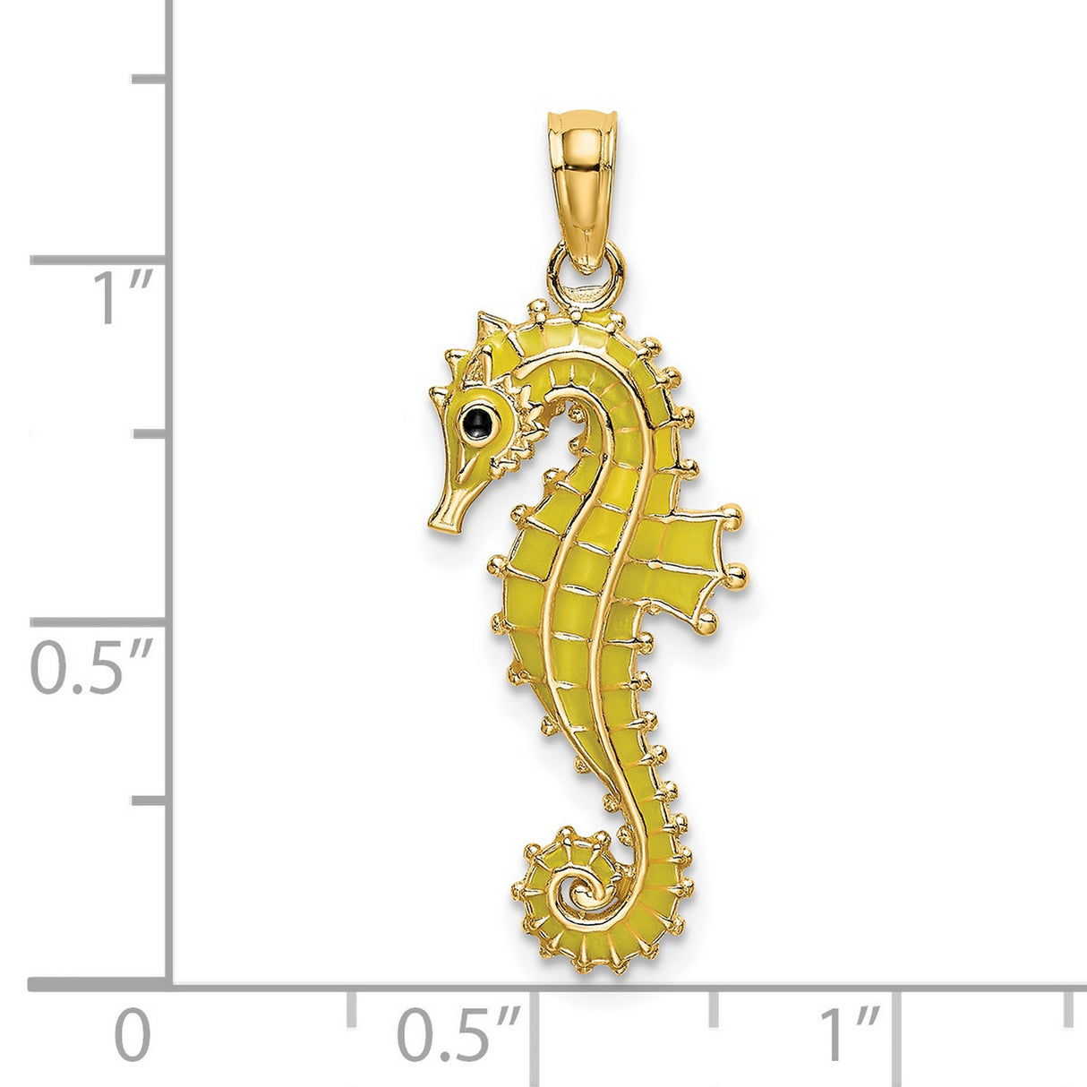 14k Yellow Gold Seahorse Pendant with Enamel Detail, Ocean-Inspired Nautical Charm