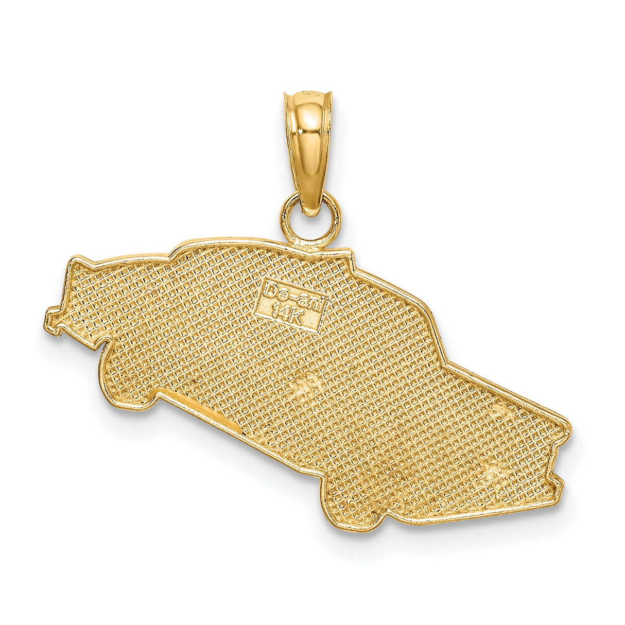 Enamel Taxi Charm Pendant in Real 14k Yellow Gold