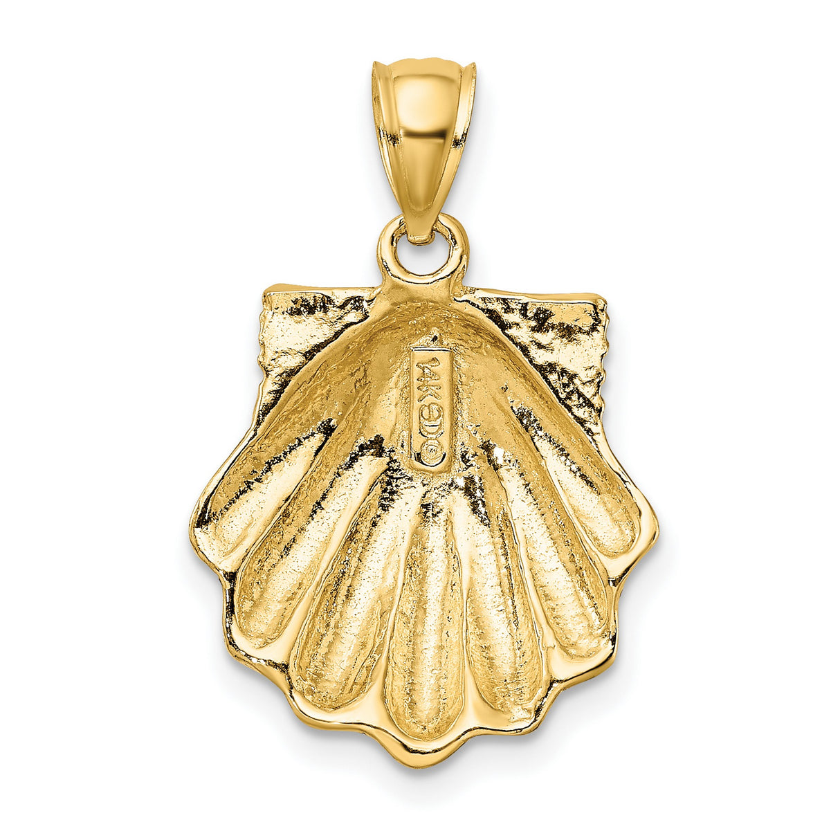 14k Yellow Gold Shell Pendant with Blue Enamel, Camino de Santiago Religious Charm