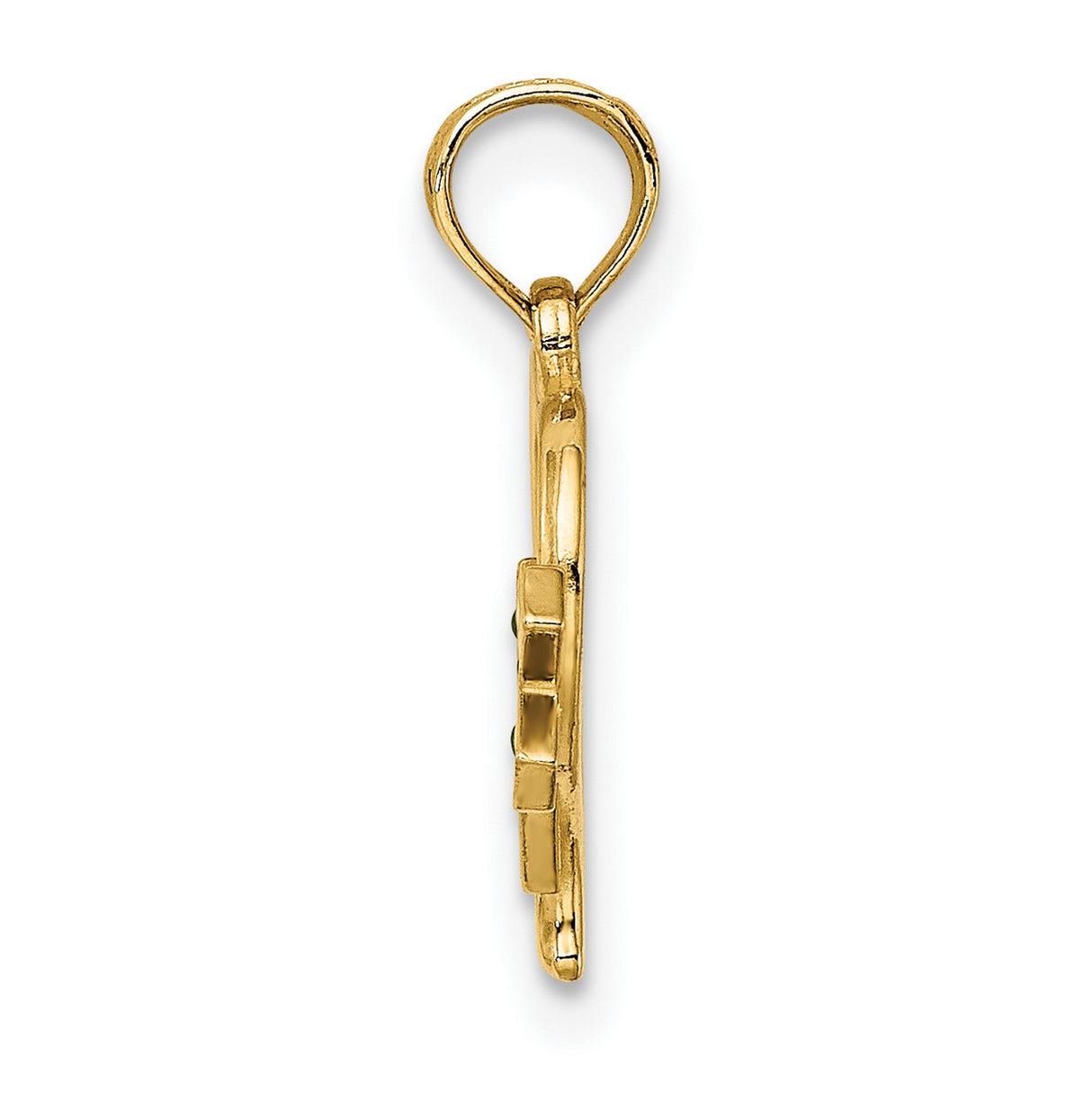 14k Yellow Gold Cross Pendant with Enamel and Heart Detail, Faith Jewelry for Men and Women