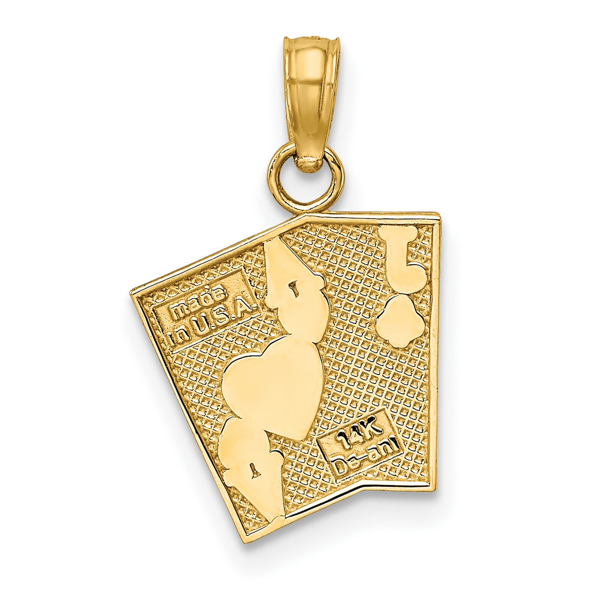 14k Yellow Gold Blackjack Pendant with Ace of Hearts and Jack of Clubs, Casino Charm