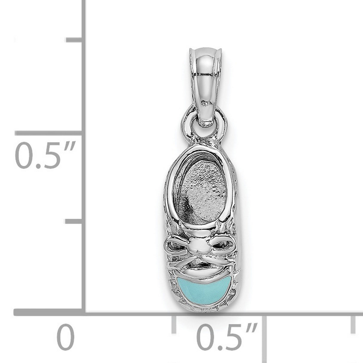 14k White Gold Baby Shoe Pendant with Light Blue Enamel, Sentimental Charm for Mothers