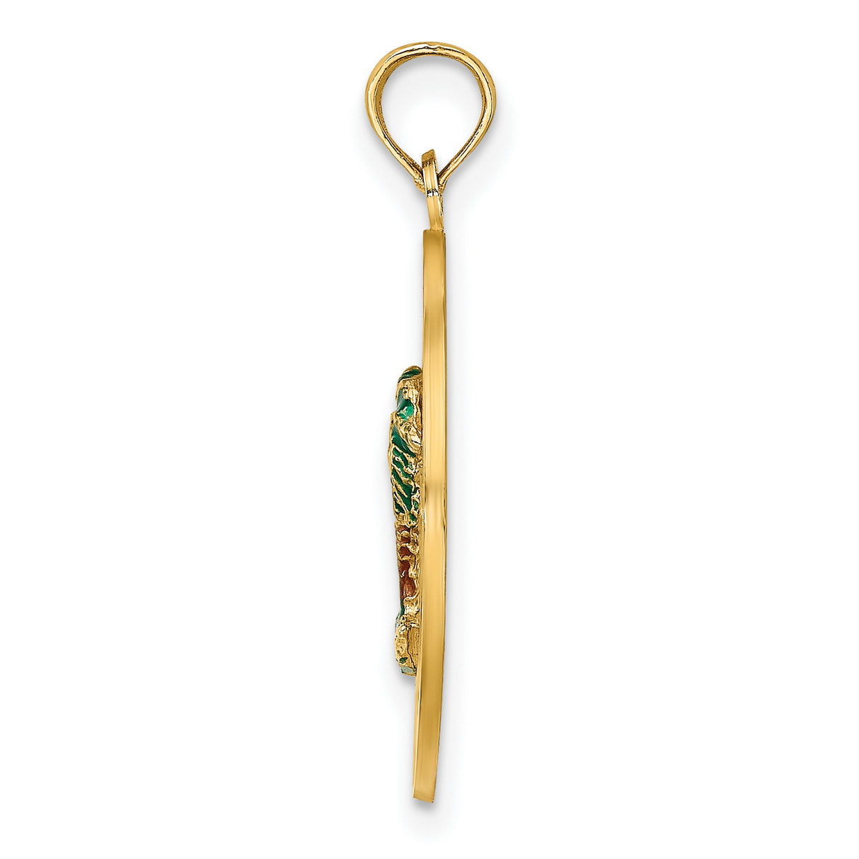 14k Yellow Gold Pendant with Enamel Palm Trees, Sarasota Tropical Beach Charm