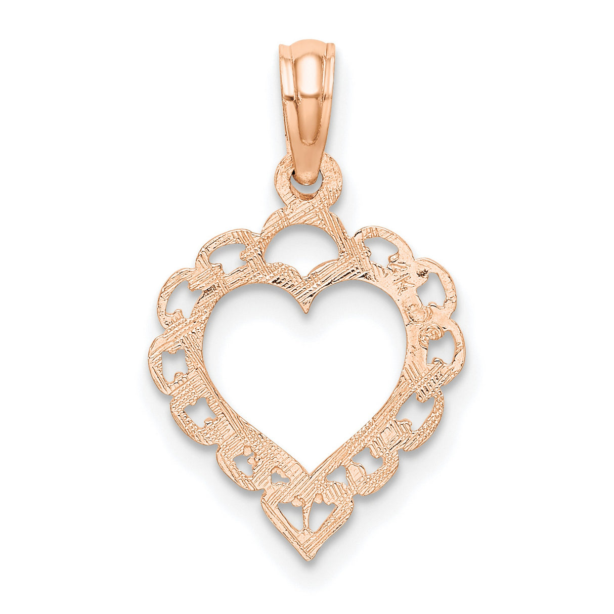 14k Rose Gold Heart Pendant with Filigree and Openwork Design, Symbol of Love and Romance