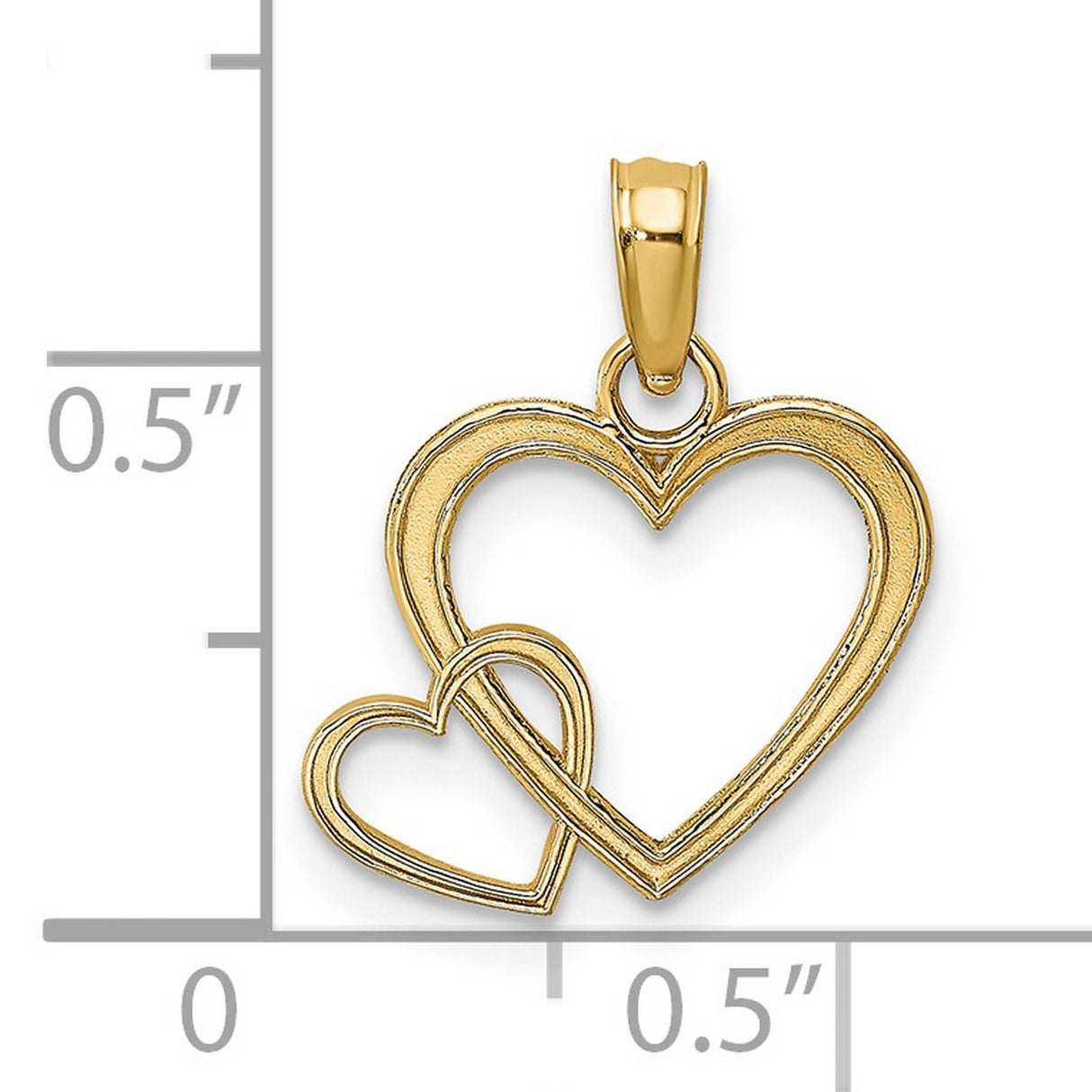 14k Yellow Gold Heart Pendant with Interlocking Open Hearts, Romantic Fine Jewelry for Women