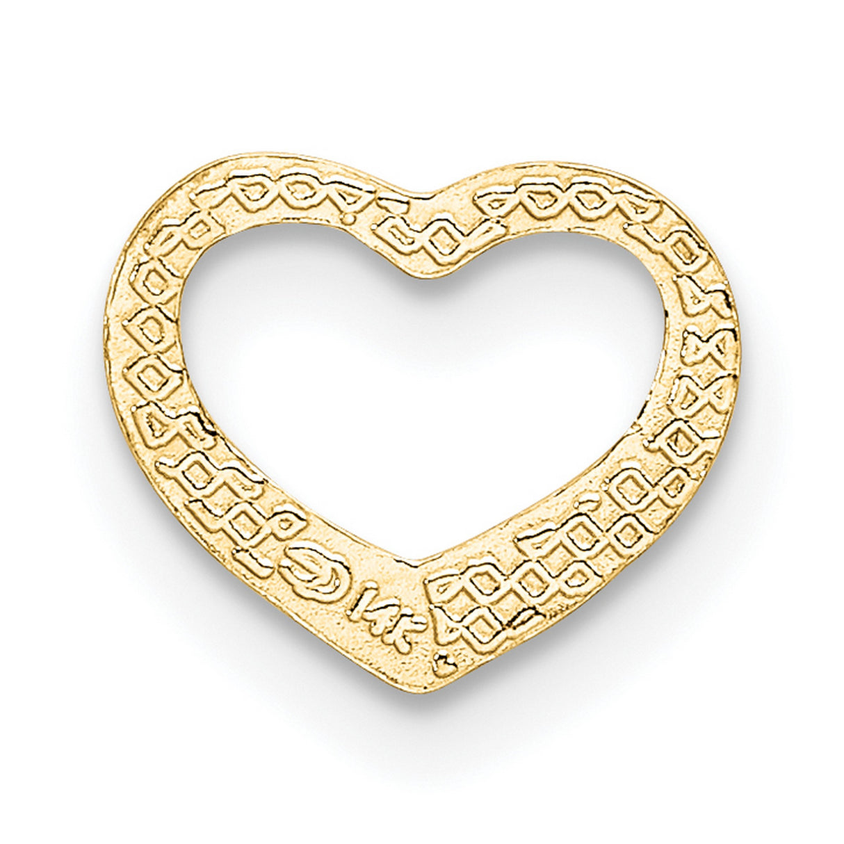 14k Yellow Gold Heart Pendant, Open Floating Design, Polished Finish Romantic Jewelry for Women