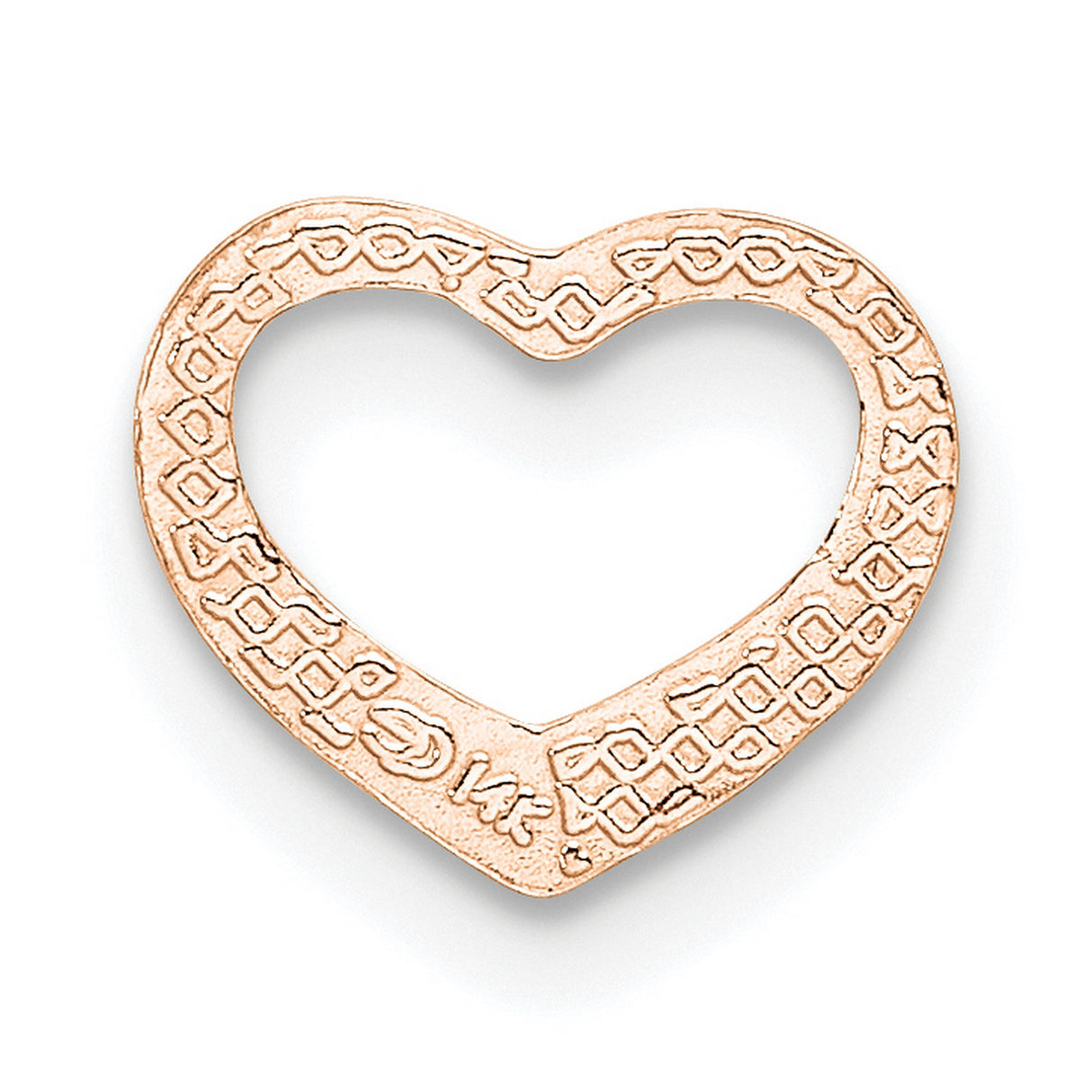14k Rose Gold Open Heart Pendant Charm, Polished Minimalist Design for Women