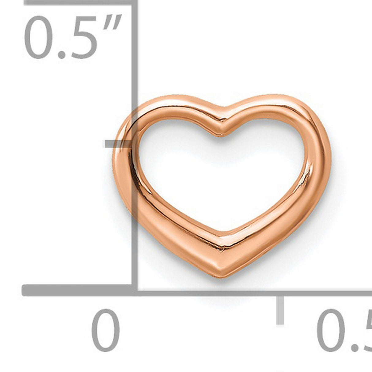 14k Rose Gold Open Heart Pendant Charm, Polished Minimalist Design for Women