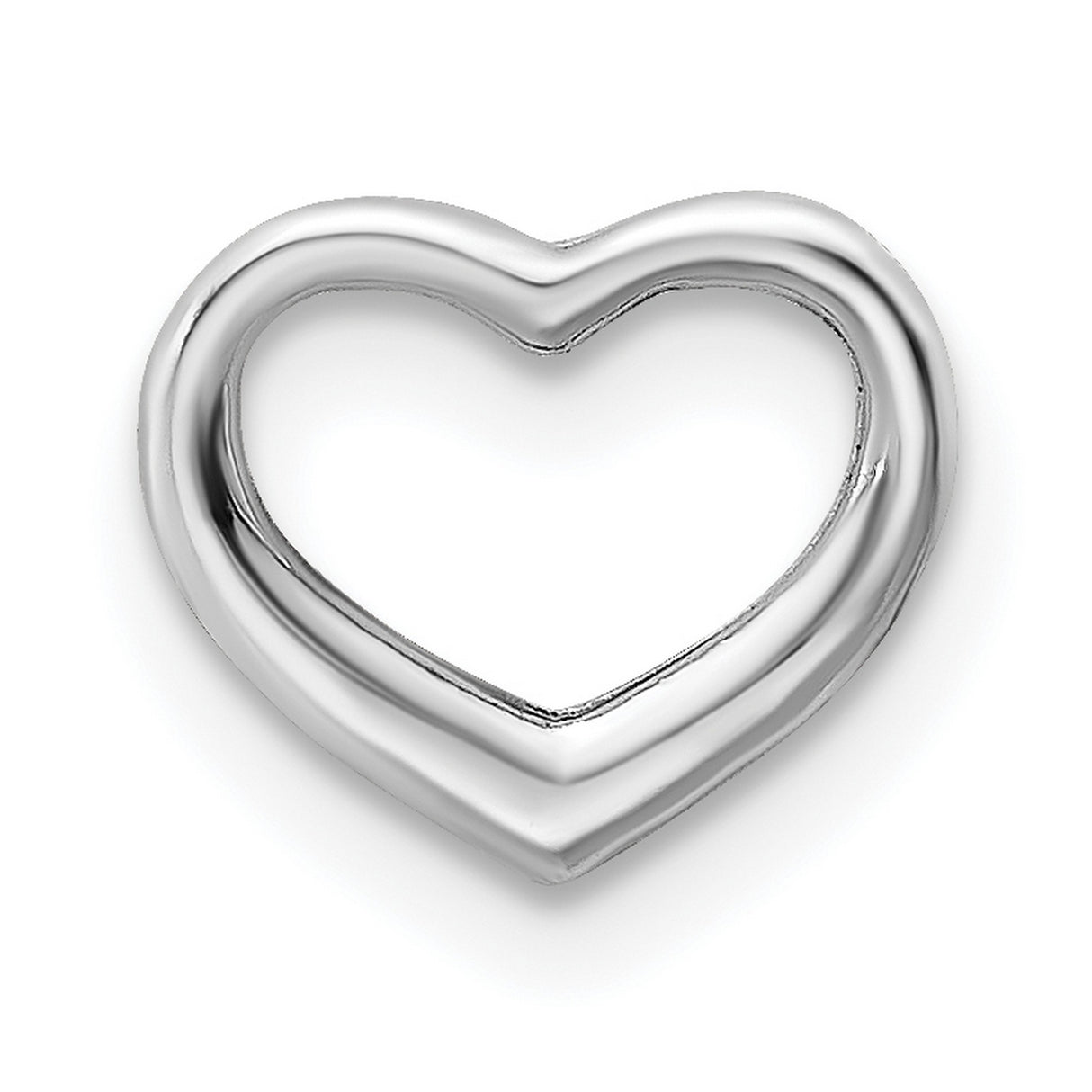 14k White Gold Open Heart Pendant, Minimalist Modern Design, Symbol of Love for Women