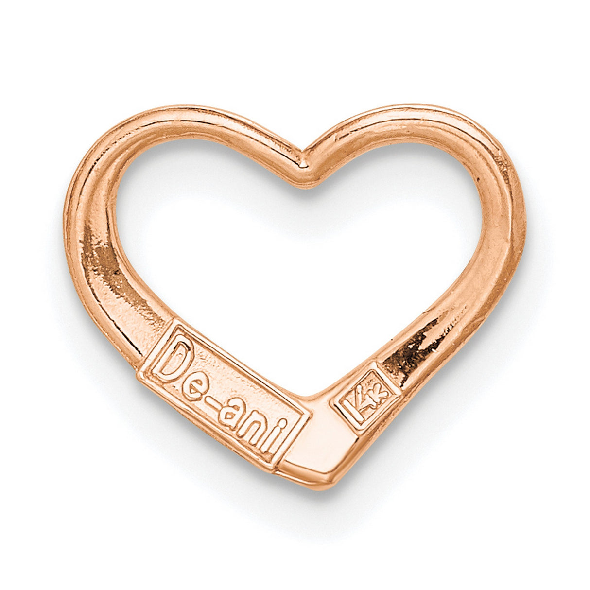 14k Rose Gold Heart Pendant, Open Minimalist Design for Women