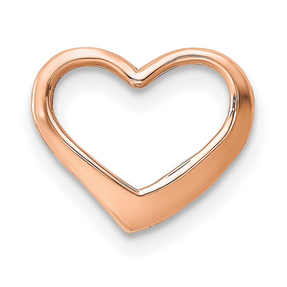 14k Rose Gold Heart Pendant, Open Minimalist Design for Women