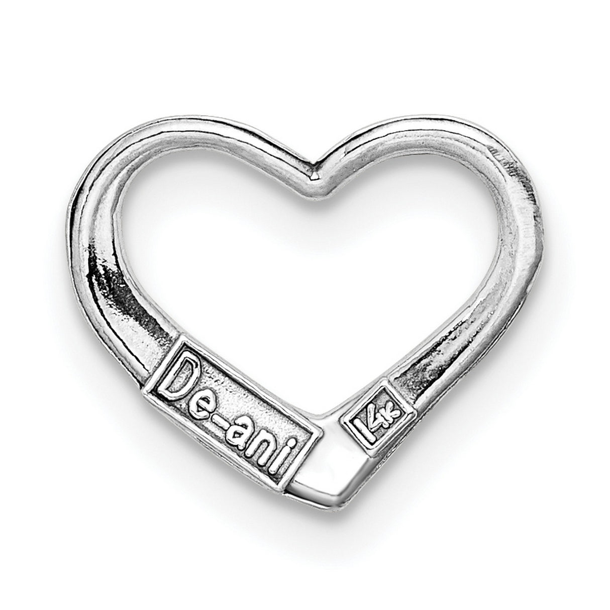 14k White Gold Open Heart Pendant, Polished Finish, Minimalist Romantic Design