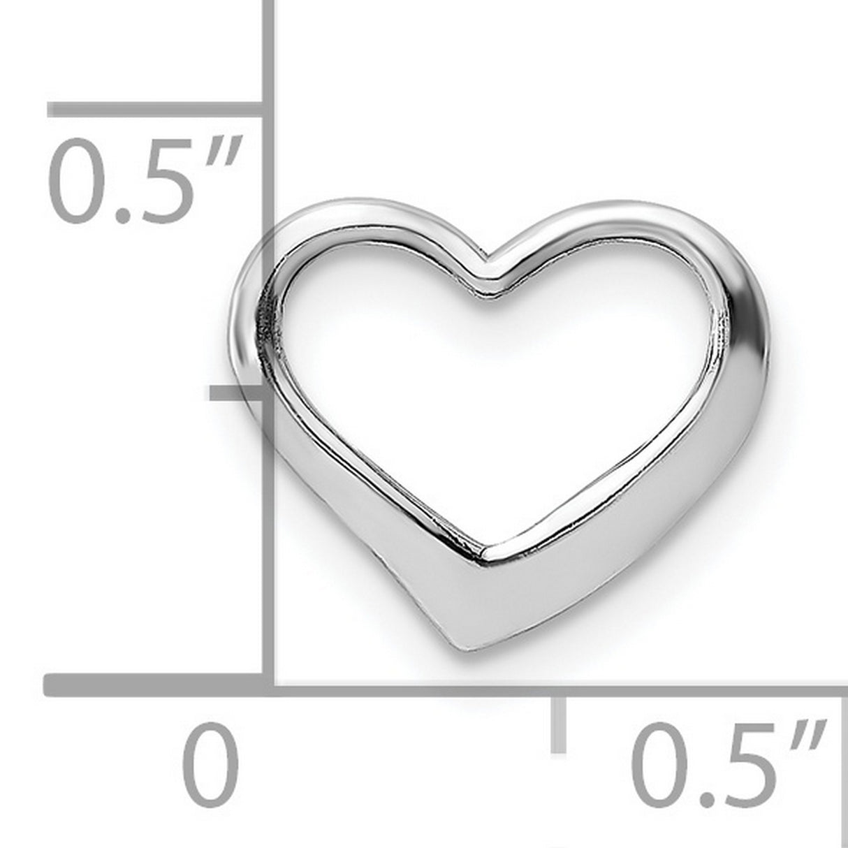 14k White Gold Open Heart Pendant, Polished Finish, Minimalist Romantic Design