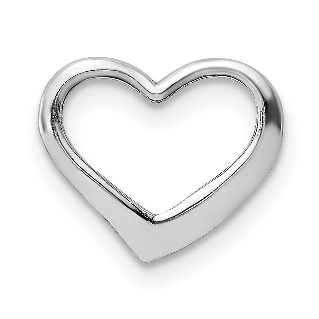 14k White Gold Open Heart Pendant, Polished Finish, Minimalist Romantic Design
