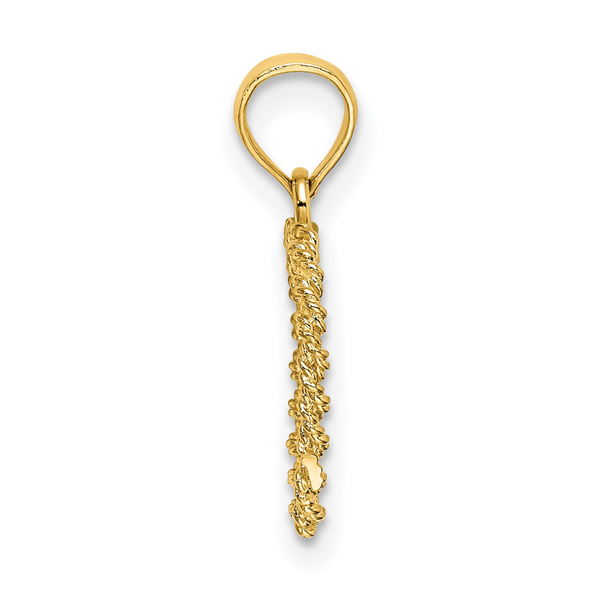 14k Yellow Gold Heart Pendant with Rope Texture, Open Heart Charm Design for Women
