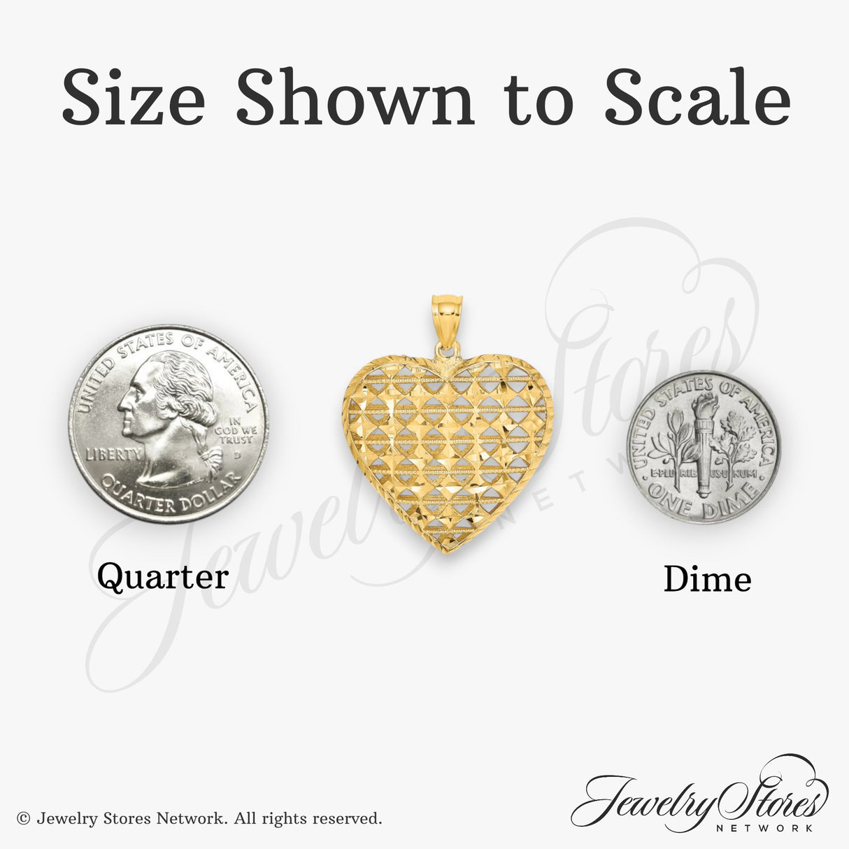 14k Yellow Gold Heart Pendant with Open Lattice Design, Puffed Lightweight Charm for Women