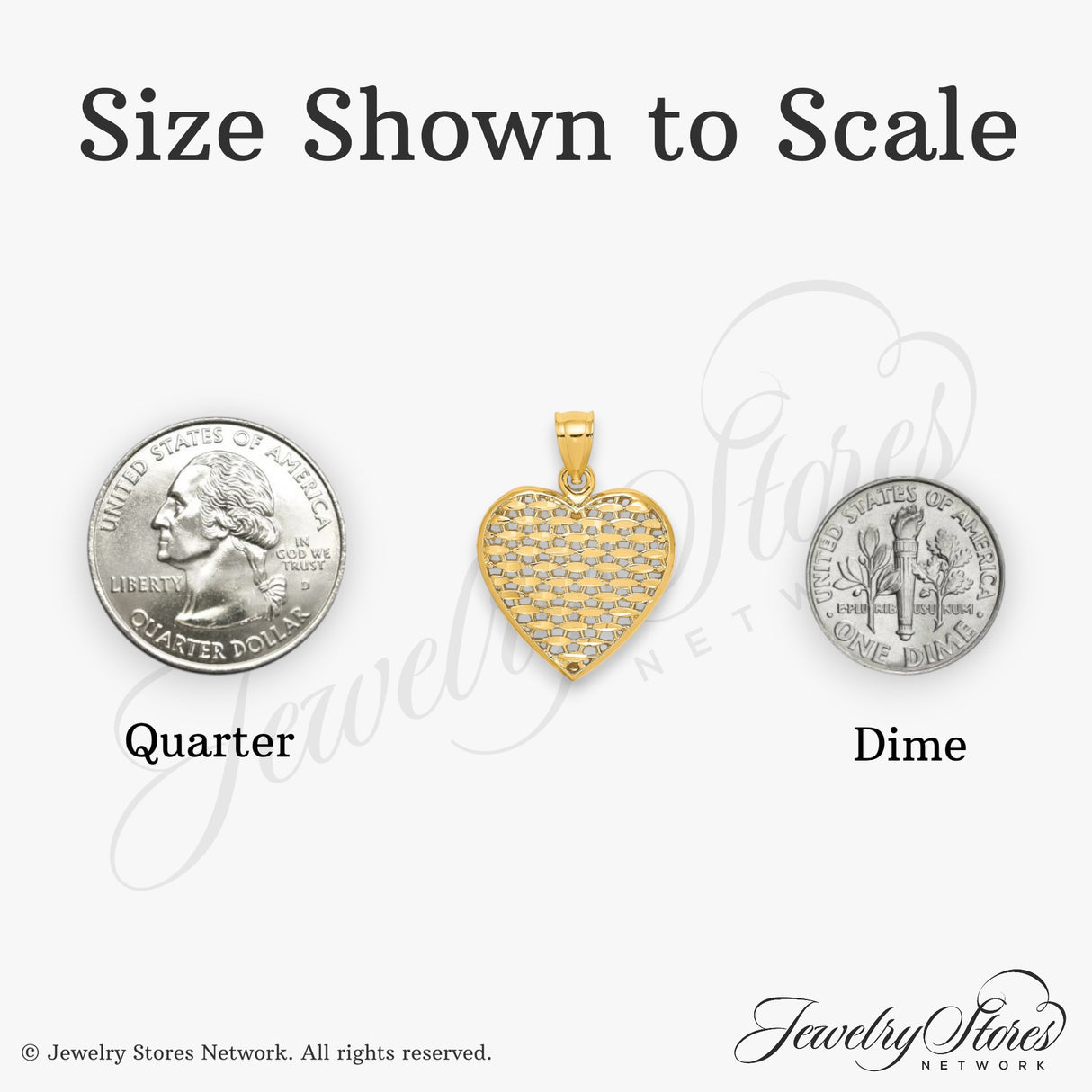 14k Yellow Gold Heart Pendant with Lattice Filigree Design for Women