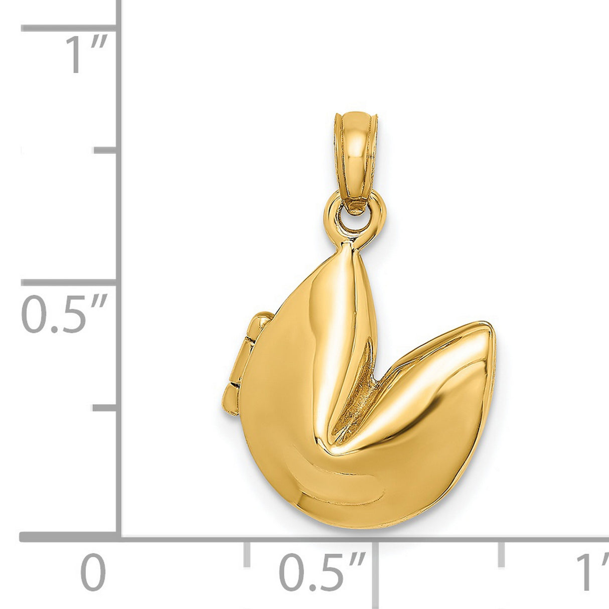 14k Yellow Gold Fortune Cookie Locket Pendant, Hinged Design, Good Luck Charm for Women