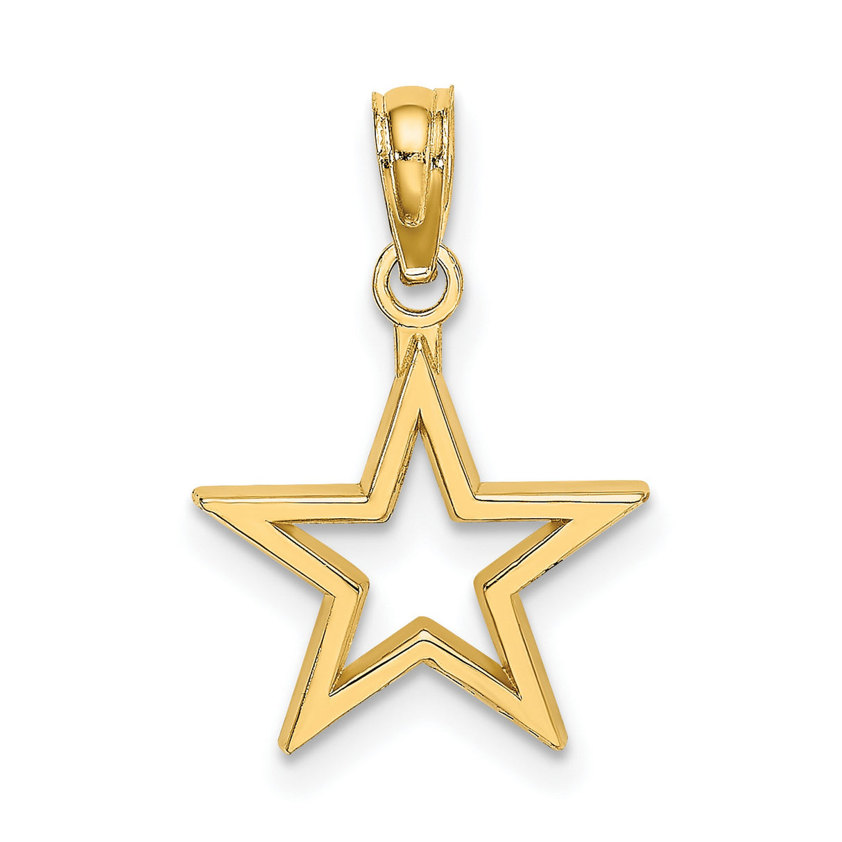 14k Yellow Gold Open Star Pendant, Five Pointed Celestial Charm, Minimalist Jewelry for Women