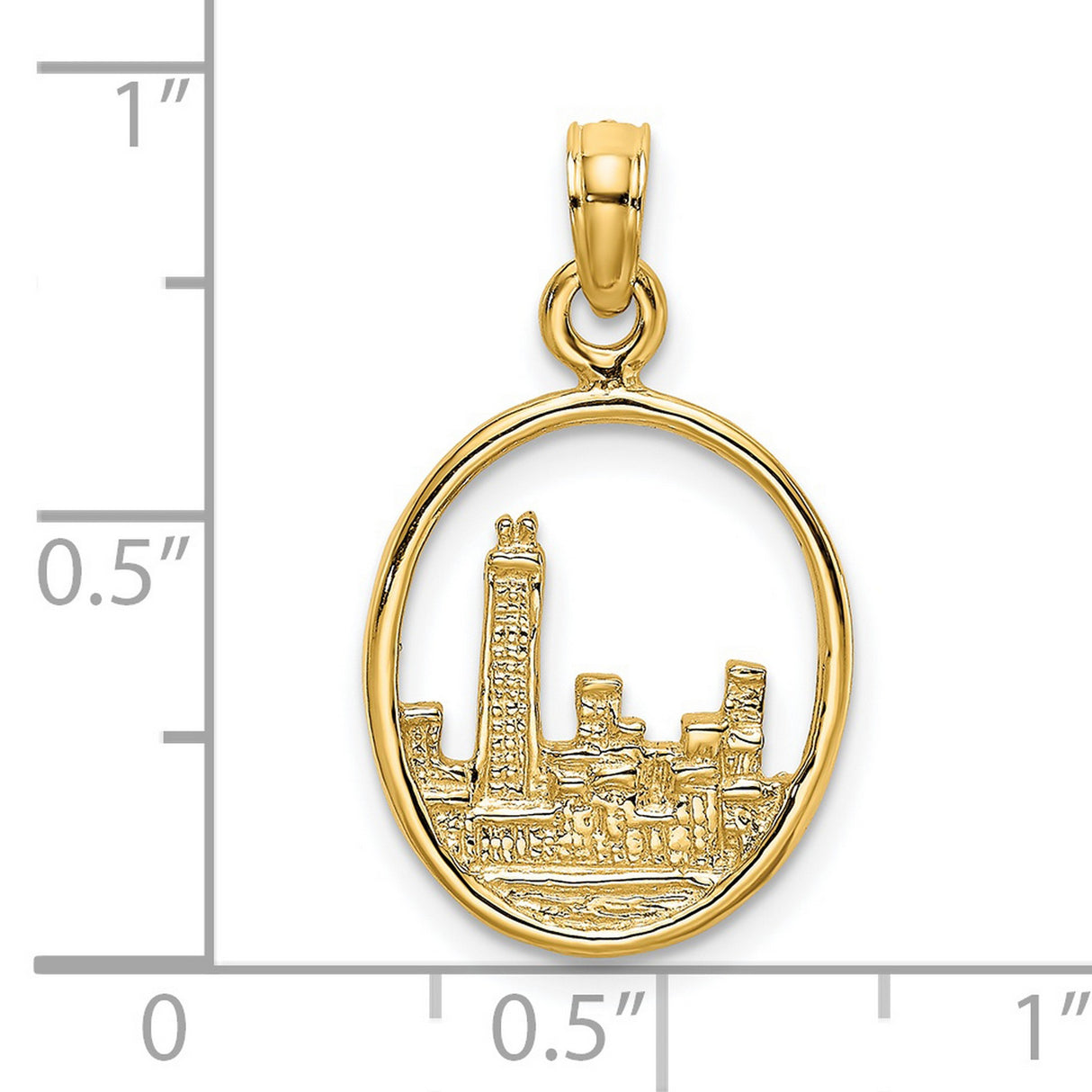 14k Yellow Gold Skyline Pendant, Urban Cityscape Charm, Minimalist Travel Jewelry
