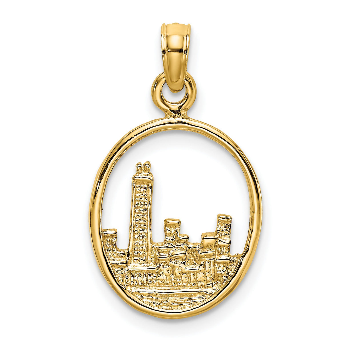 14k Yellow Gold Skyline Pendant, Urban Cityscape Charm, Minimalist Travel Jewelry