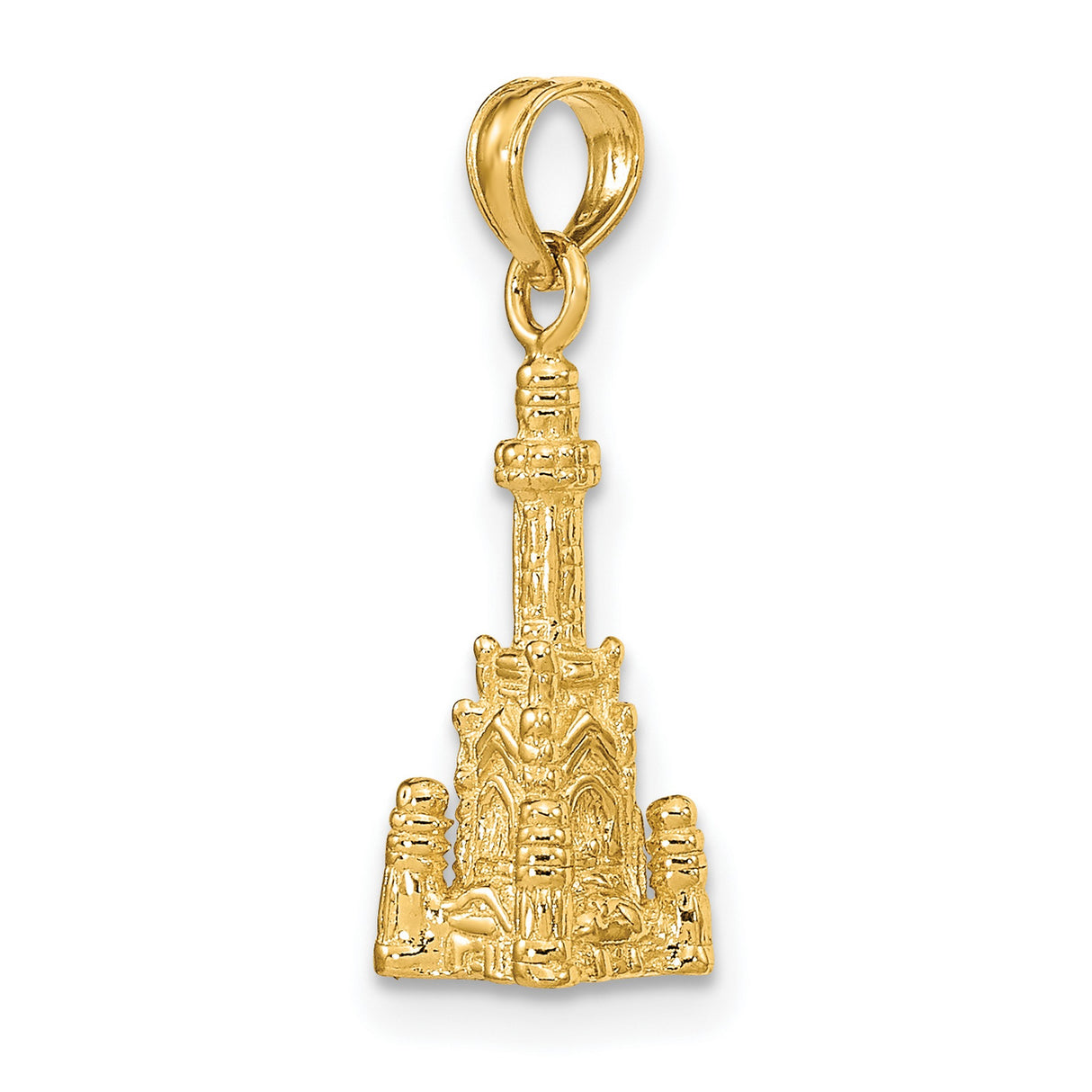 14k Yellow Gold Cathedral Pendant with Detailed Church Design, Religious Christian Jewelry