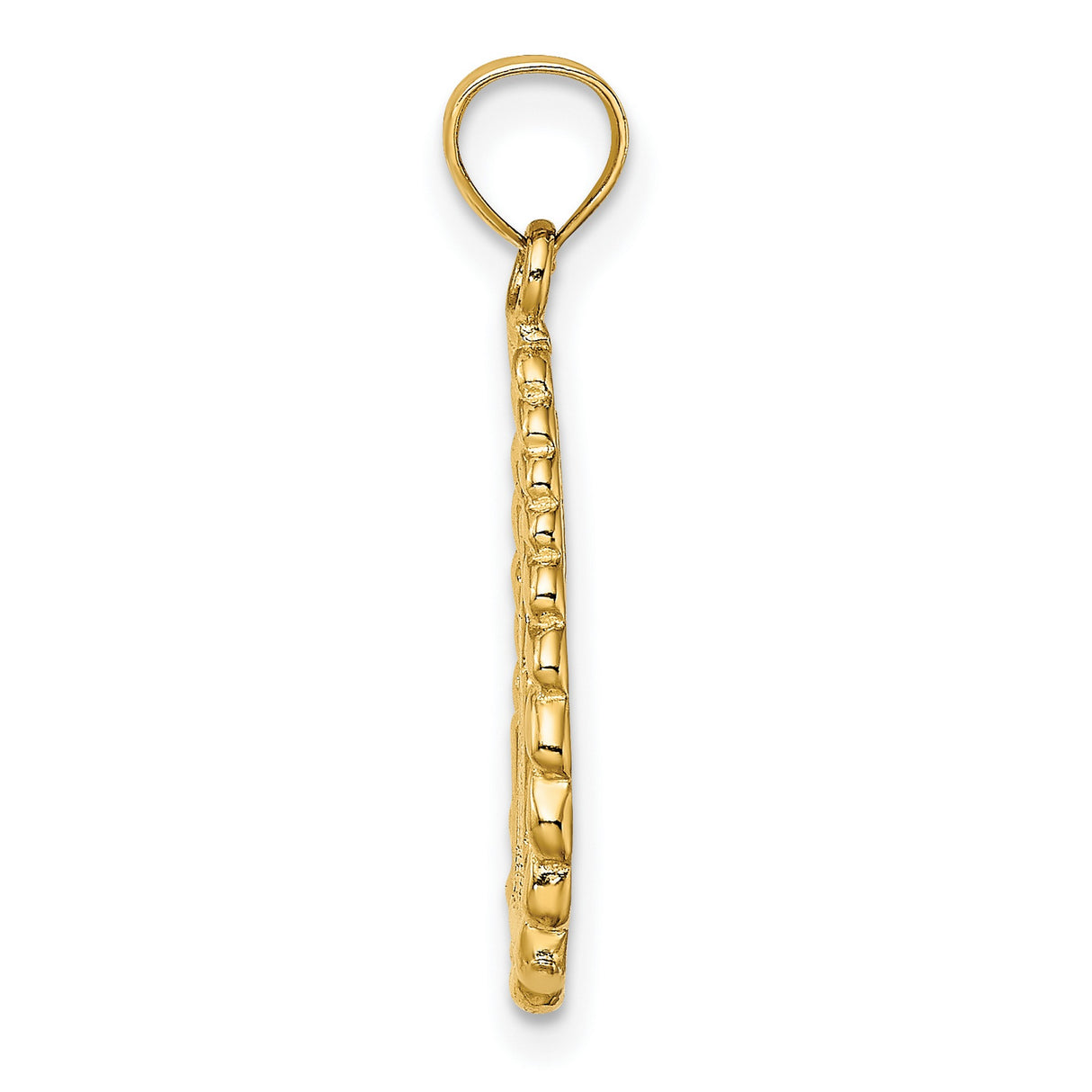 14k Yellow Gold Teardrop Pendant, Urban Skyline Design with Twisted Rope Border