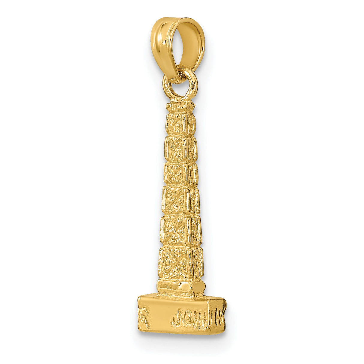 14k Yellow Gold Washington Monument Pendant, Obelisk Architecture Charm for Patriotism and Travel