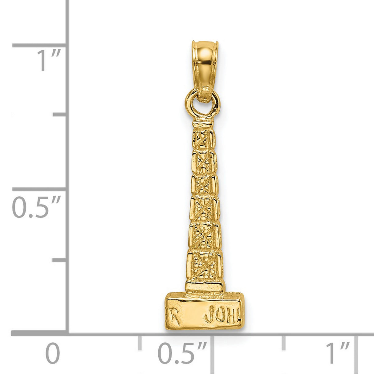 14k Yellow Gold Washington Monument Pendant, Obelisk Architecture Charm for Patriotism and Travel