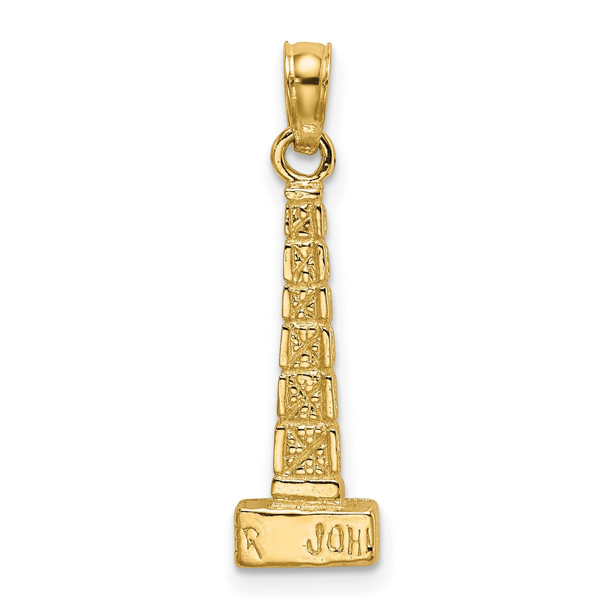 14k Yellow Gold Washington Monument Pendant, Obelisk Architecture Charm for Patriotism and Travel