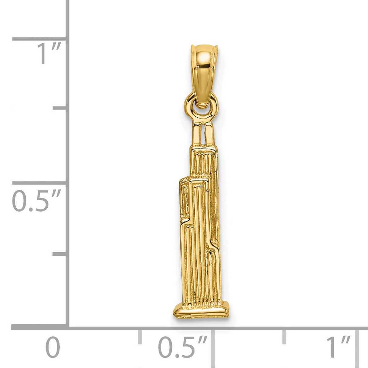 14k Yellow Gold Empire State Building Pendant, New York City Skyscraper Charm