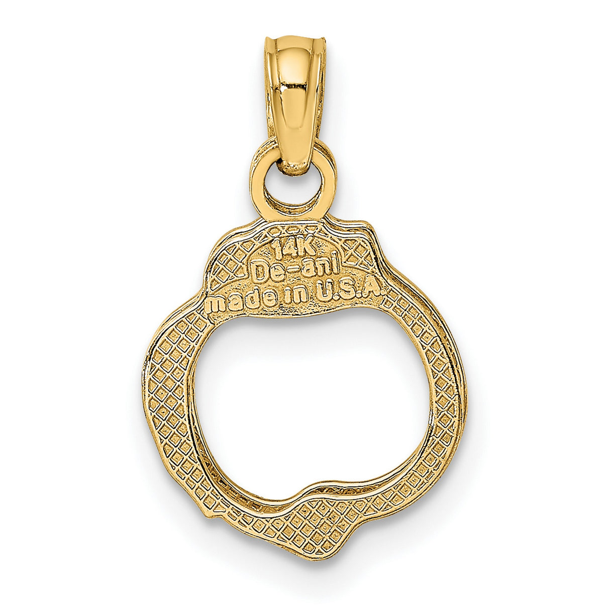 14k Yellow Gold Handcuff Pendant, Dual Handcuffs Symbolizing Justice and Strength