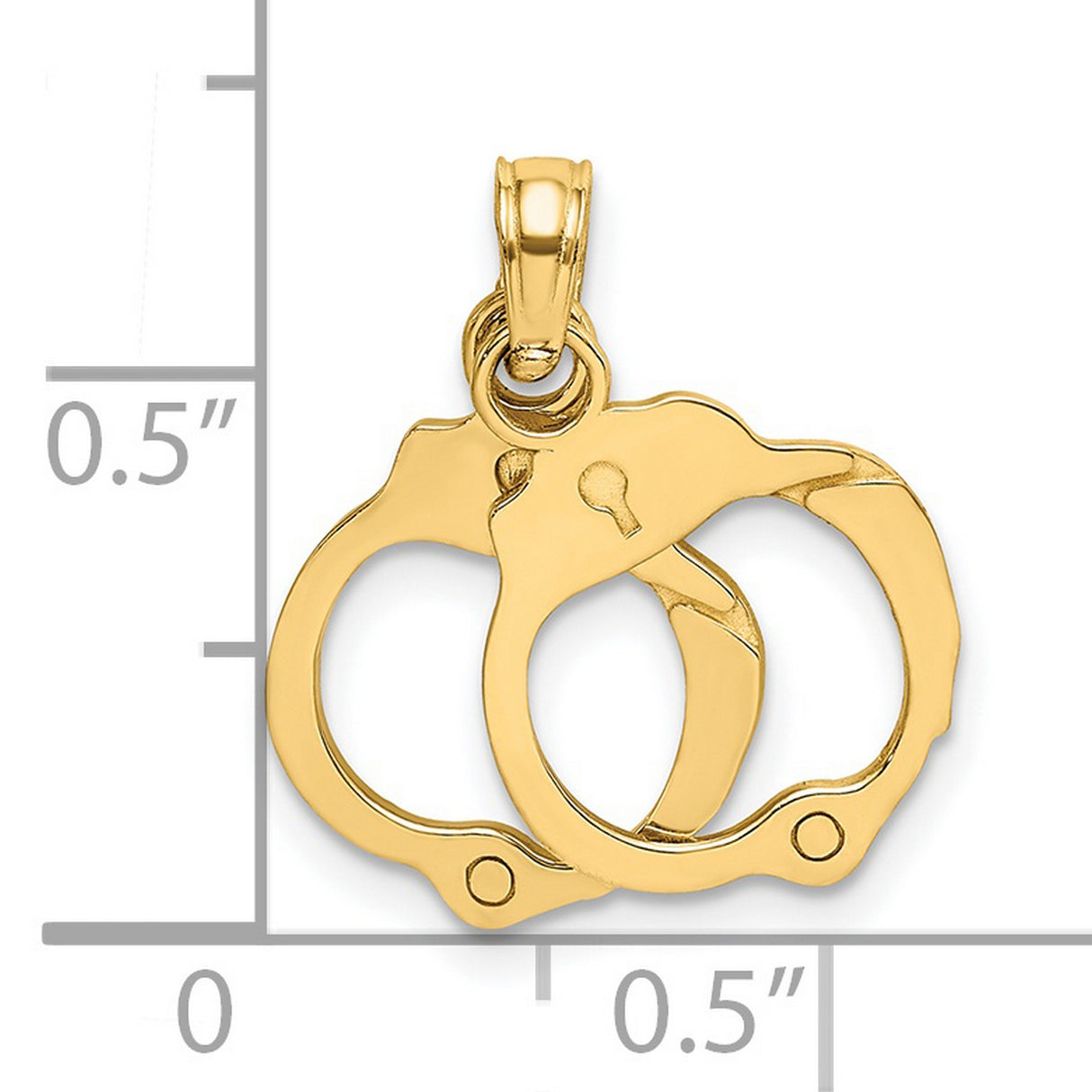 14k Yellow Gold Handcuff Pendant, Dual Handcuffs Symbolizing Justice and Strength