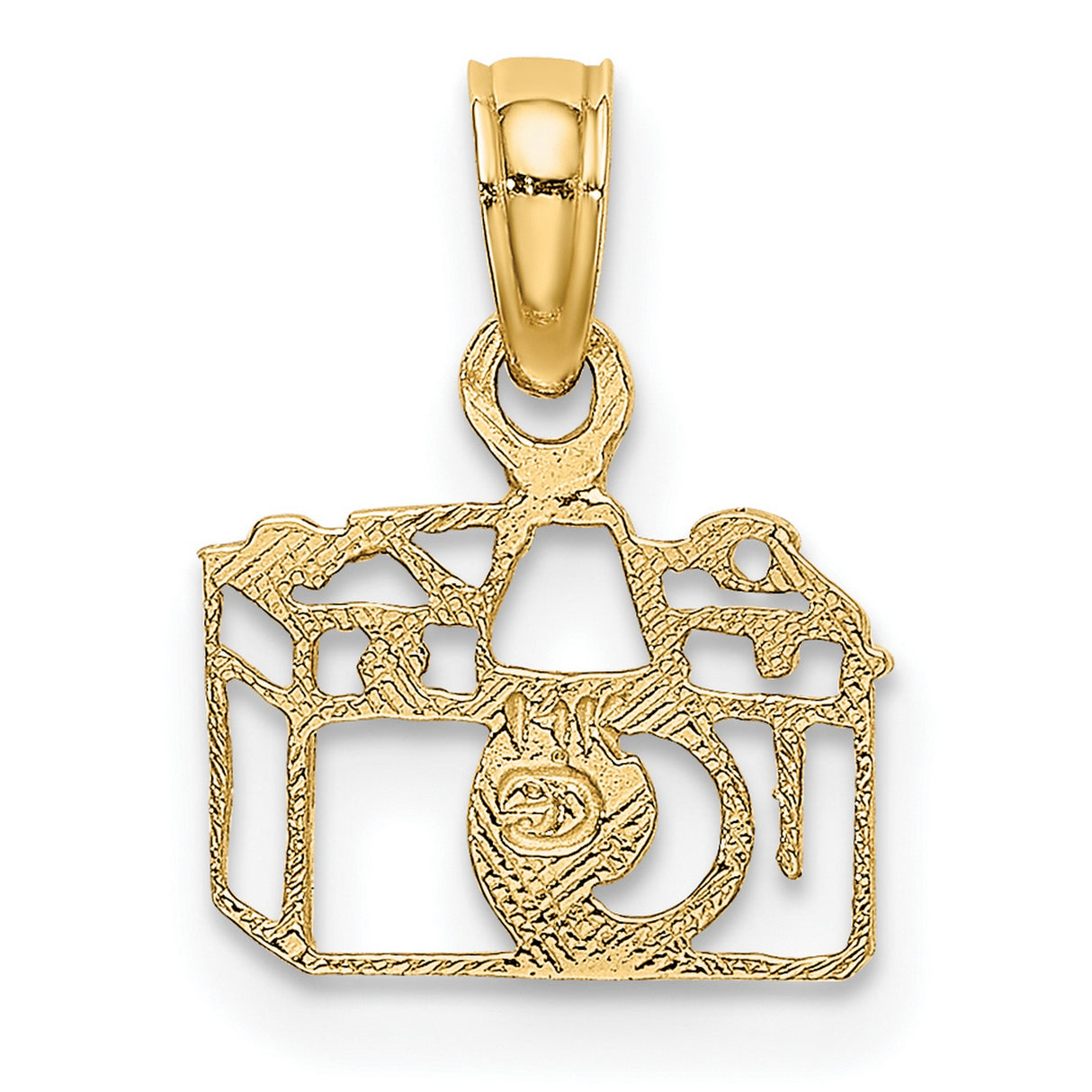 14k Yellow Gold Camera Pendant, Cutout Photography Charm for Unisex Photographers