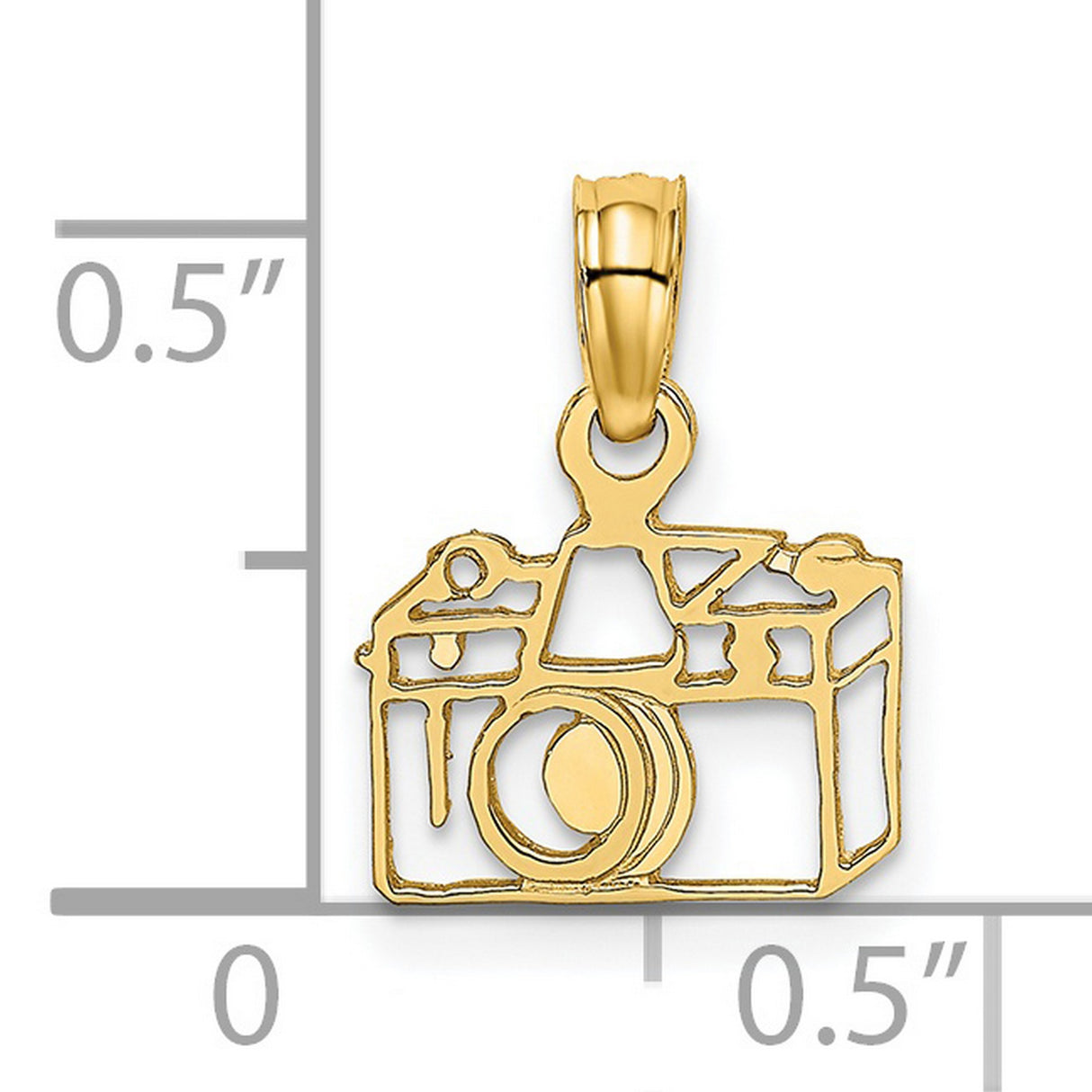 14k Yellow Gold Camera Pendant, Cutout Photography Charm for Unisex Photographers