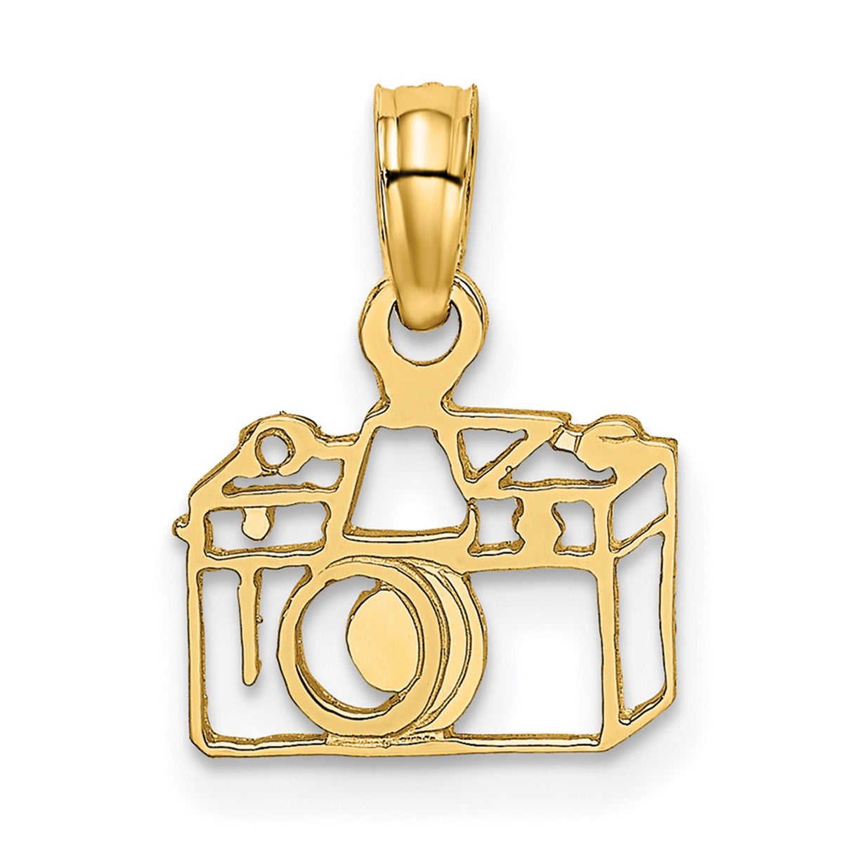 14k Yellow Gold Camera Pendant, Cutout Photography Charm for Unisex Photographers