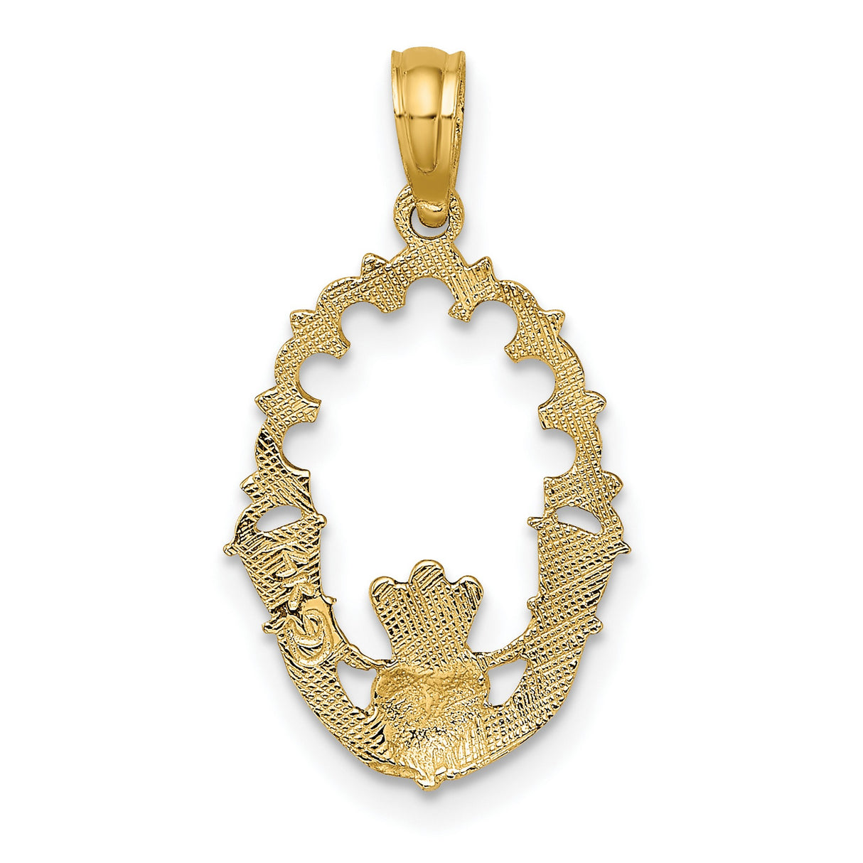 14k Yellow Gold Claddagh Pendant with Crowned Heart and Hands, Celtic Symbol of Love and Friendship