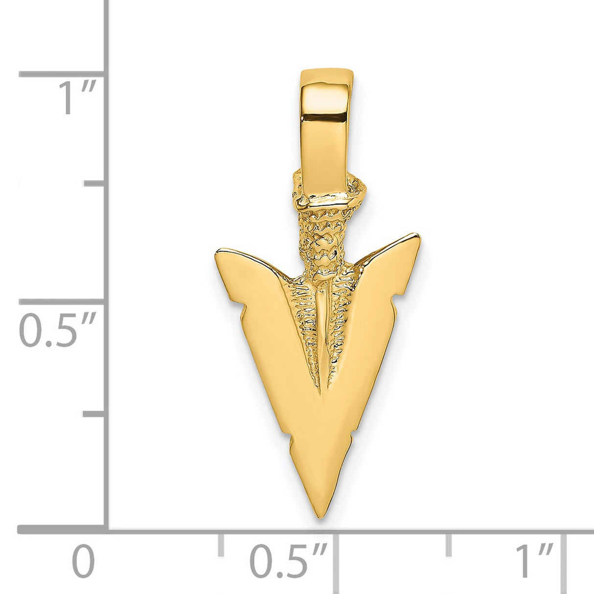 14k Yellow Gold Arrowhead Pendant with Tribal Design, Warrior Symbol Jewelry for Men