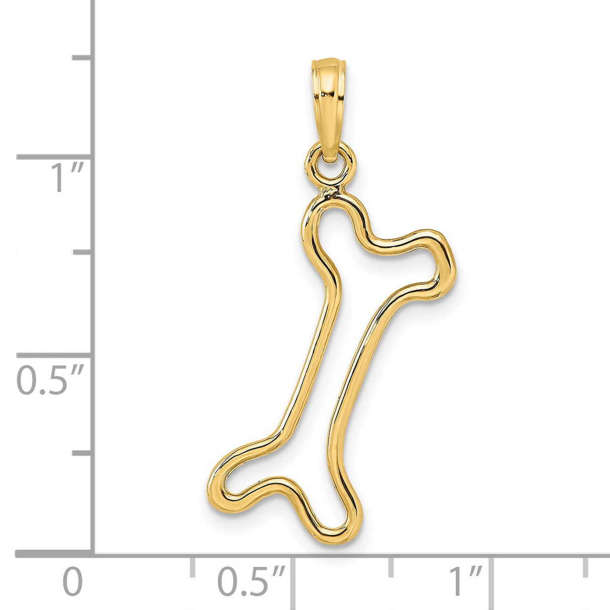 14k Yellow Gold Dog Bone Pendant, Minimalist Outline Charm for Women or Unisex Wear
